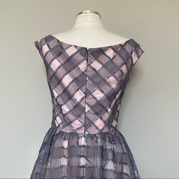 Asos Little Mistress Gray and Pink Windowpane Midi Dress, size 4 - Picture 8 of 14